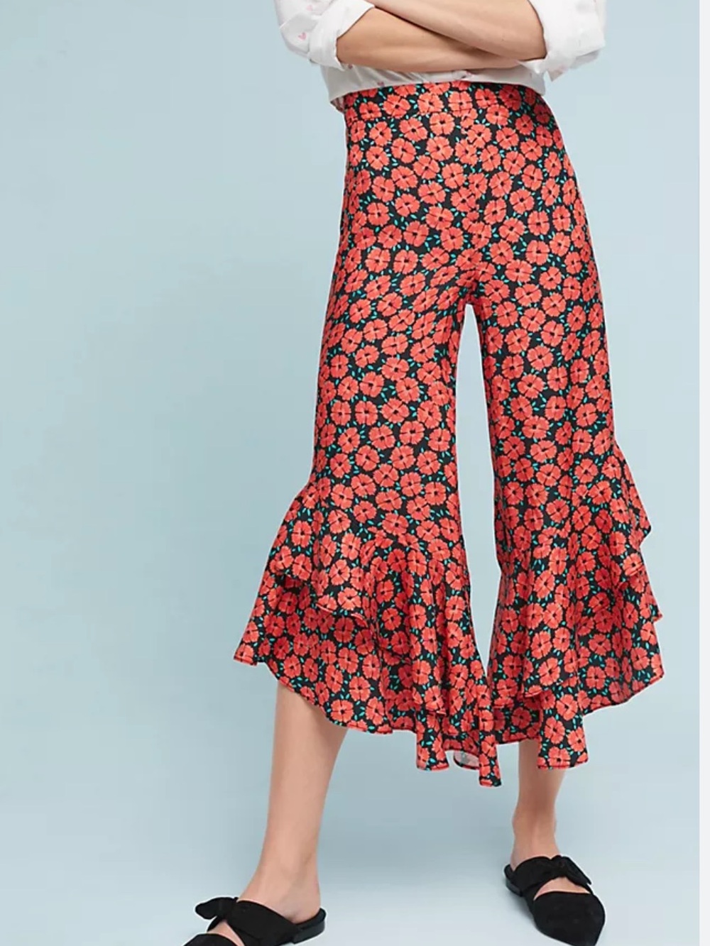 Anthropologie Ett Twa Virginie Ruffled Wide-Leg Trousers 
Size 0